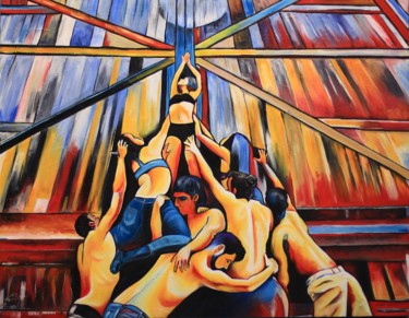 Pittura intitolato "Dançarinos" da Ks Green, Opera d'arte originale, Inchiostro