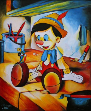 Schilderij getiteld "Pinóquio" door Ks Green, Origineel Kunstwerk, Olie