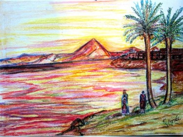 Peinture intitulée "palmier sur ile" par Kspersee, Œuvre d'art originale