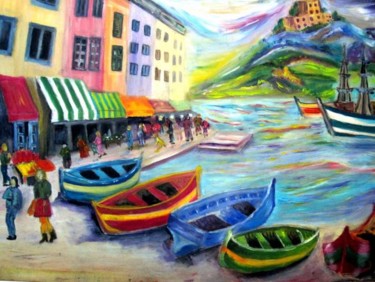 Peinture intitulée "bateaux au port" par Kspersee, Œuvre d'art originale