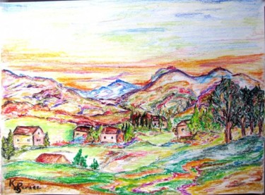 Peinture intitulée "le village de la co…" par Kspersee, Œuvre d'art originale