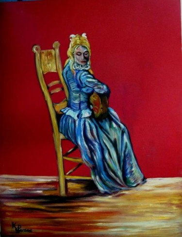 Painting titled "femme avec guitare" by Kspersee, Original Artwork