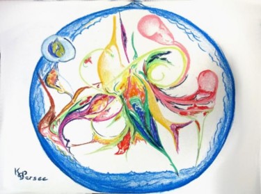 Peinture intitulée "fruit du soleil bleu" par Kspersee, Œuvre d'art originale