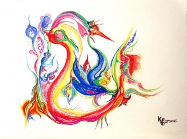 Peinture intitulée "oiseaux  multicolor…" par Kspersee, Œuvre d'art originale