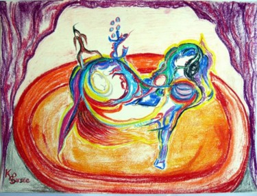 Peinture intitulée "cheval du cirque" par Kspersee, Œuvre d'art originale
