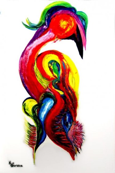 Peinture intitulée "oiseaux tropical I" par Kspersee, Œuvre d'art originale