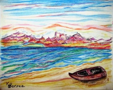 Peinture intitulée "bateau sur la plage" par Kspersee, Œuvre d'art originale