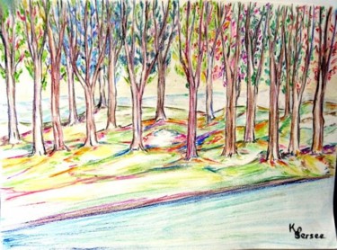 Painting titled "arbres multicolores" by Kspersee, Original Artwork