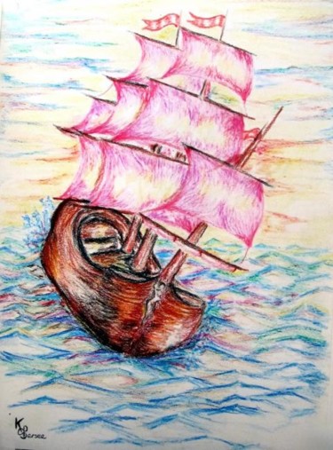Peinture intitulée "voilier coloré" par Kspersee, Œuvre d'art originale