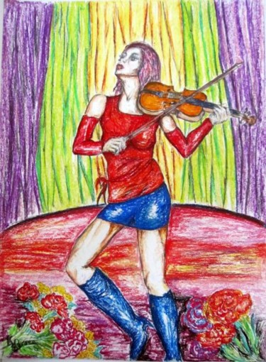 Painting titled "la violoniste" by Kspersee, Original Artwork