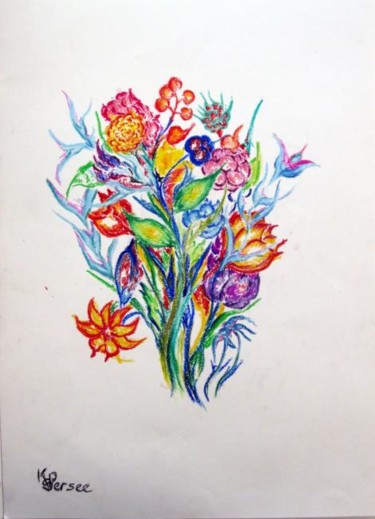 Peinture intitulée "bouquet  fleur" par Kspersee, Œuvre d'art originale