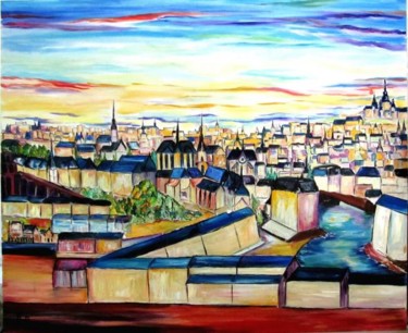 Peinture intitulée "ville traversée par…" par Kspersee, Œuvre d'art originale