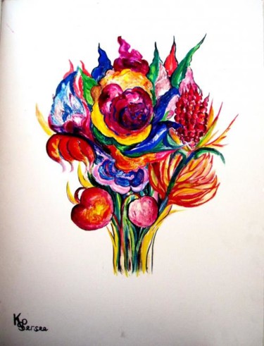 Peinture intitulée "bouquet fleur eblou…" par Kspersee, Œuvre d'art originale