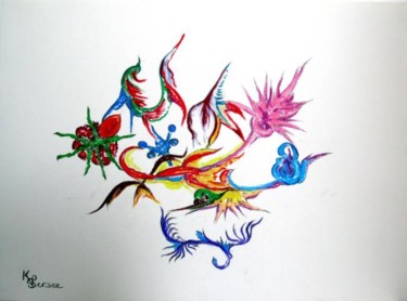 Peinture intitulée "oiseaux et flerus" par Kspersee, Œuvre d'art originale