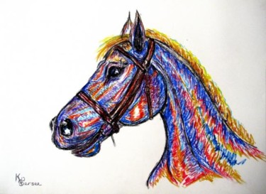 Peinture intitulée "tête de cheval" par Kspersee, Œuvre d'art originale