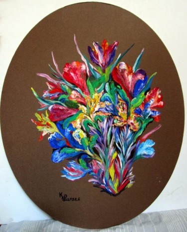 Peinture intitulée "les fleurs ovale" par Kspersee, Œuvre d'art originale