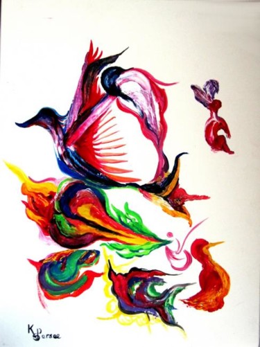 Painting titled "les oiseaux s'envol…" by Kspersee, Original Artwork