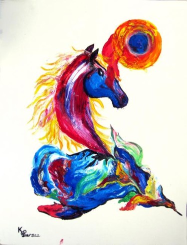 Painting titled "cheval sous le sole…" by Kspersee, Original Artwork