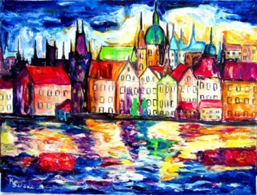 Painting titled "ville multicolore" by Kspersee, Original Artwork