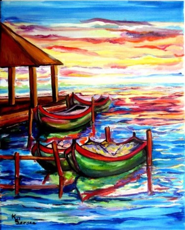 Painting titled "les bateaux" by Kspersee, Original Artwork
