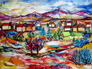 Painting titled "le fabuleux village" by Kspersee, Original Artwork