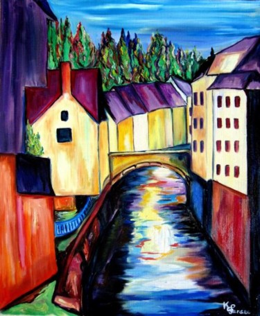 Peinture intitulée "village traverse pa…" par Kspersee, Œuvre d'art originale