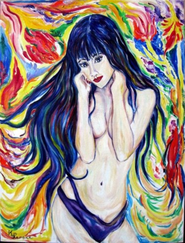 Peinture intitulée "la jeune fille nue" par Kspersee, Œuvre d'art originale