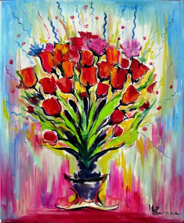 Peinture intitulée "tulipes au vase" par Kspersee, Œuvre d'art originale