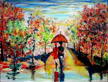 Painting titled "sous la pluie" by Kspersee, Original Artwork, Oil