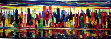 Pintura titulada "New york de nuit" por Kspersee, Obra de arte original, Oleo