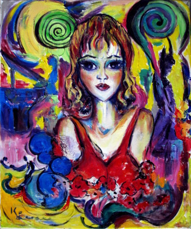 Painting titled "jeune fille" by Kspersee, Original Artwork