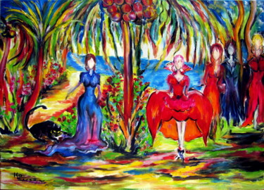Malerei mit dem Titel "sous les palmiers" von Kspersee, Original-Kunstwerk
