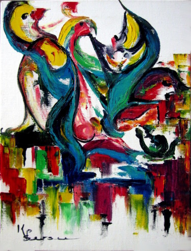 Painting titled "chants des oiseaux" by Kspersee, Original Artwork