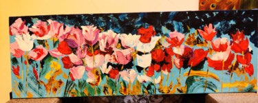 Painting titled "Bunch of Flowers" by Geetu Thakur, Original Artwork, Acrylic Mounted on Wood Stretcher frame
