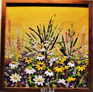 Painting titled "Bloomingdale A4" by Geetu Thakur, Original Artwork, Acrylic Mounted on Cardboard