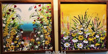 Painting titled "Bloomingdale A3 & A4" by Geetu Thakur, Original Artwork, Acrylic Mounted on Cardboard