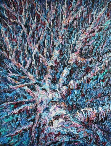Картина под названием "Birch." - Serhii Kyryllov, Подлинное произведение искусства, Масло Установлен на Деревянная рама для…