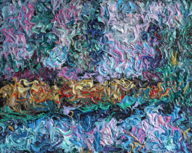 Картина под названием "Landscape. The rive…" - Serhii Kyryllov, Подлинное произведение искусства, Масло Установлен на Деревя…