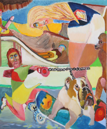 Malarstwo zatytułowany „Skate dog” autorstwa Kübic, Oryginalna praca, Olej
