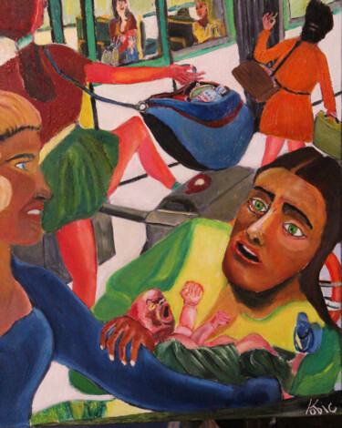 Pintura intitulada "La Jungle" por Kübic, Obras de arte originais, Óleo