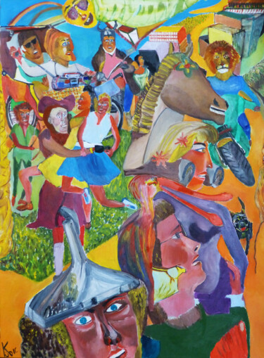 Peinture intitulée "CARNAVAL" par Kübic, Œuvre d'art originale, Huile