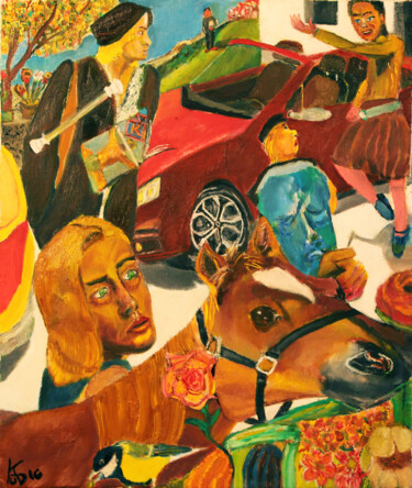Pintura titulada "Pas mes fleurs" por Kübic, Obra de arte original, Oleo