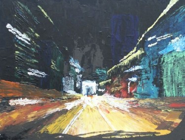 Painting titled "L'avenue vers La Dé…" by Sergey Kuimov, Original Artwork, Oil