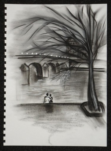 Drawing titled "Paris, la Seine" by Sergey Kuimov, Original Artwork, Other