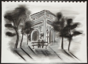 Dessin intitulée "Paris, place d'Etoi…" par Sergey Kuimov, Œuvre d'art originale, Autre