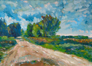Painting titled "The road through th…" by Denis Kujundzic, Original Artwork, Oil