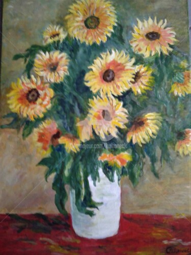 Painting titled "TOURNESOLS" by Kulhaneck, Original Artwork, Oil