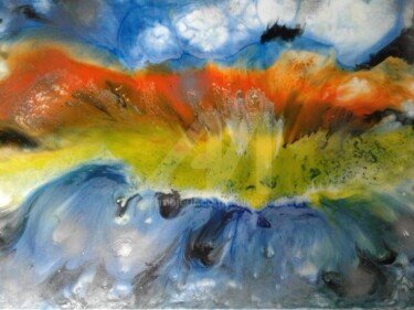 Schilderij getiteld "VOLCANO" door Kulhaneck, Origineel Kunstwerk, Lak