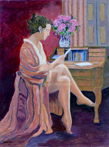 Pintura titulada "LETTRE D AMOUR" por Kulhaneck, Obra de arte original, Oleo