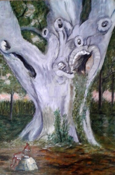 Painting titled "Forêt enchantée 3" by Kulhaneck, Original Artwork, Acrylic